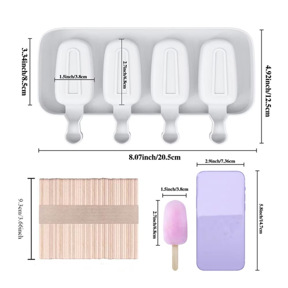 PopCraft Silicone Popsicle Mold Set With 50 Wooden Sticks  3 Piece DIY Molds For Ice Cream  Cake Po 4