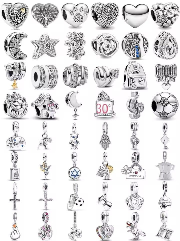 2025 New S925 Silver Spring Ball Bear Cross Pendant for Bracelets