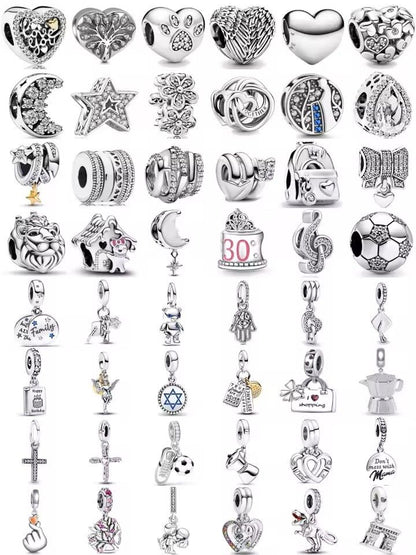 2025 New S925 Silver Spring Ball Bear Cross Pendant for Bracelets