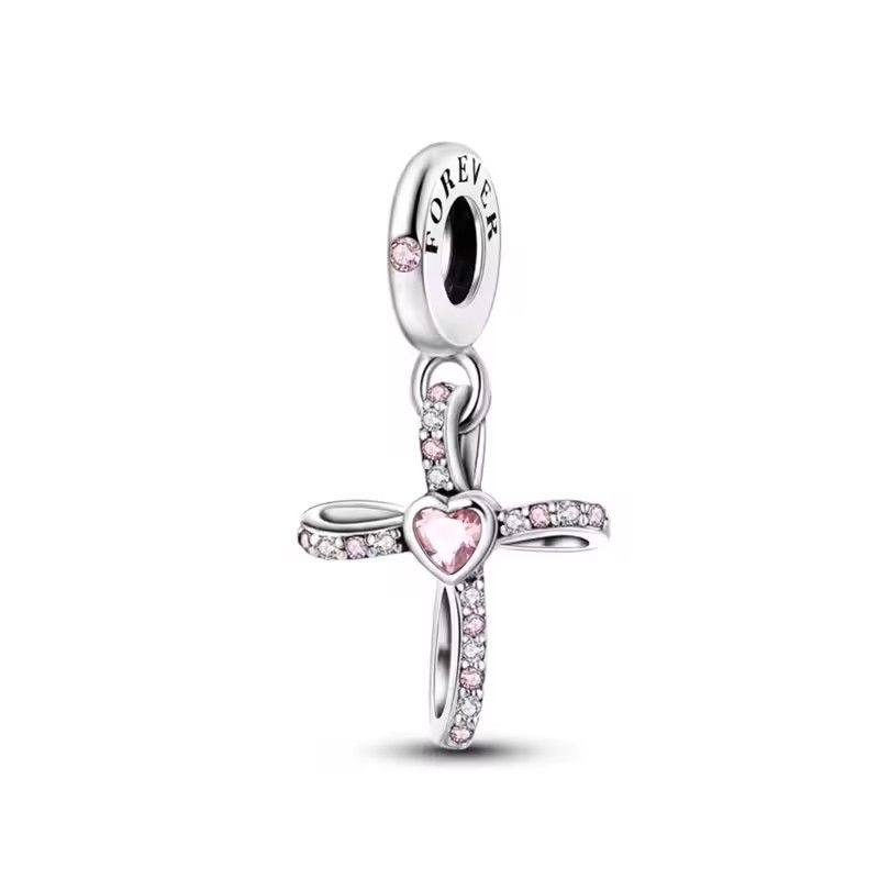 2025 New S925 Silver Spring Ball Bear Cross Pendant For Bracelets 13