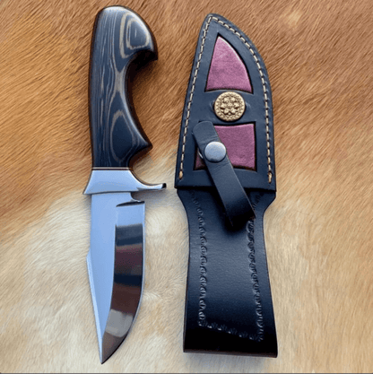 Custom D2 Steel Hunting Knife 9  Exotic Wood Handle  MirrorPolished Clip Point Blade W Leather Shea 1