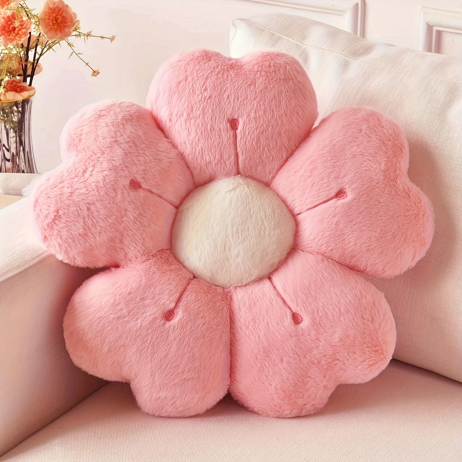 Plush Daisy Flower Throw Pillow