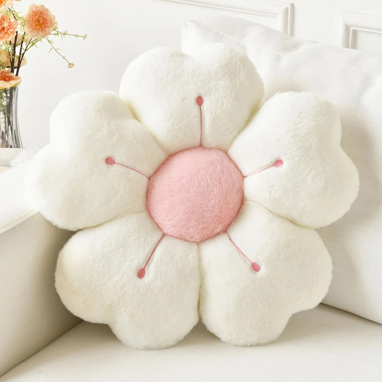 Plush Daisy Flower Throw Pillow 1