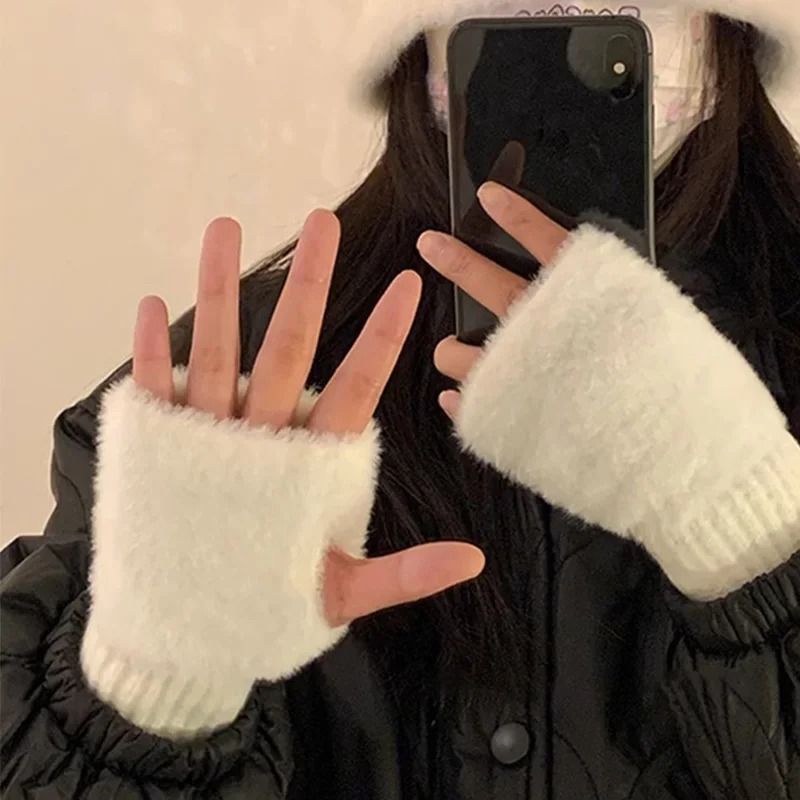 Winter Plush Fingerless Gloves 2