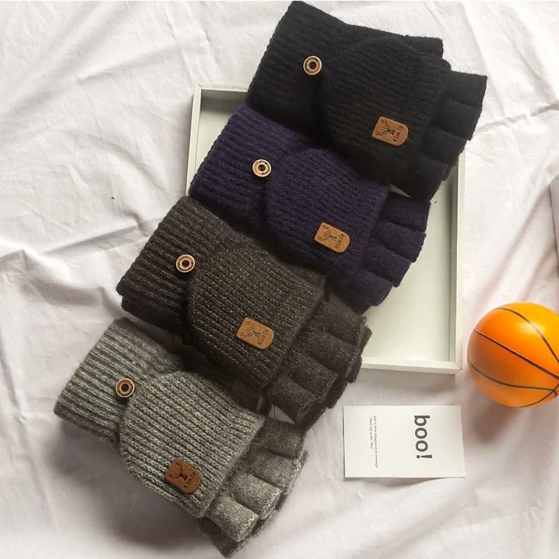 Knitted Winter Fingerless Gloves 1