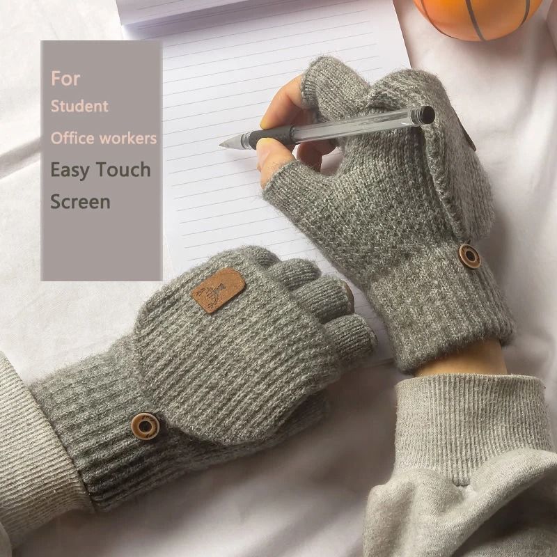 Knitted Winter Fingerless Gloves 4