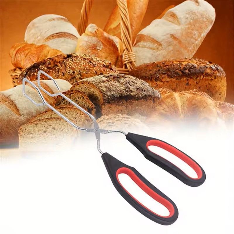 3-Sizes Barbecue Scissor Tong Non-Slip Long Handle Metal BBQ Baking Clips