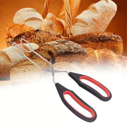 3-Sizes Barbecue Scissor Tong Non-Slip Long Handle Metal BBQ Baking Clips