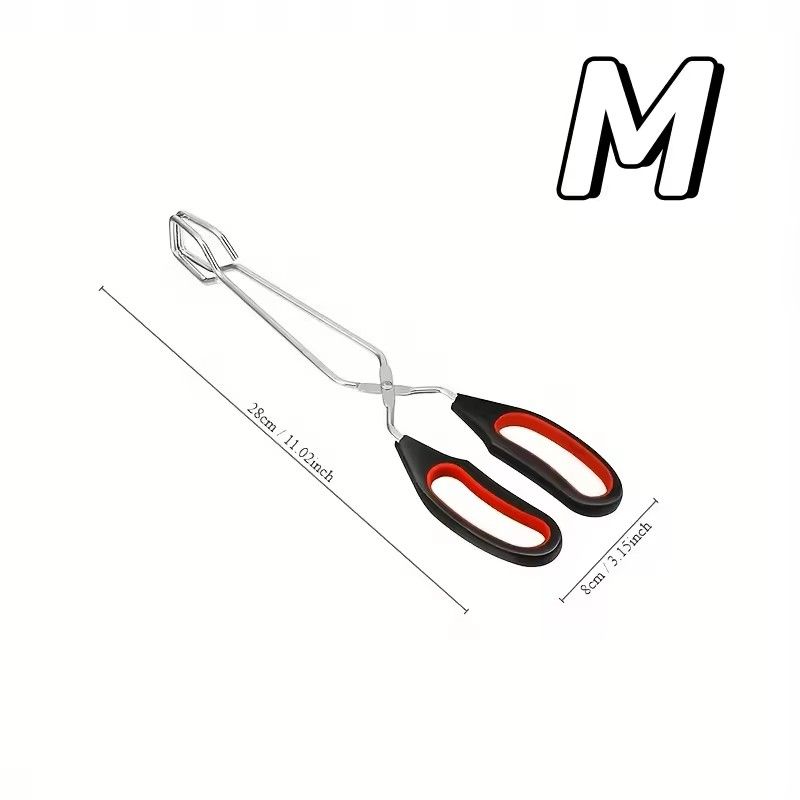 3Sizes Barbecue Scissor Tong NonSlip Long Handle Metal BBQ Baking Clips 6