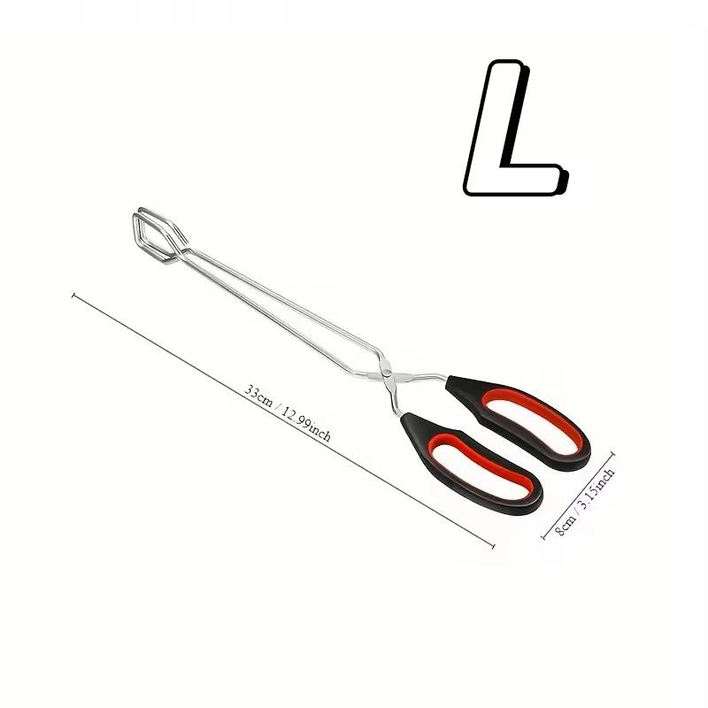 3Sizes Barbecue Scissor Tong NonSlip Long Handle Metal BBQ Baking Clips 7