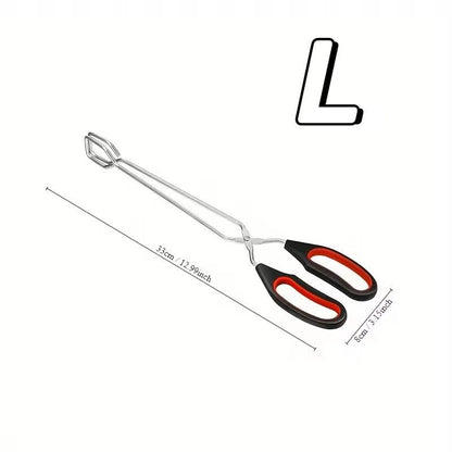 3Sizes Barbecue Scissor Tong NonSlip Long Handle Metal BBQ Baking Clips 7