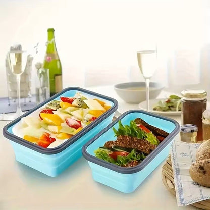 Collapsible Silicone Food Storage Containers Set  Stackable SpaceSaving Microwave  Freezer Safe Lun 3