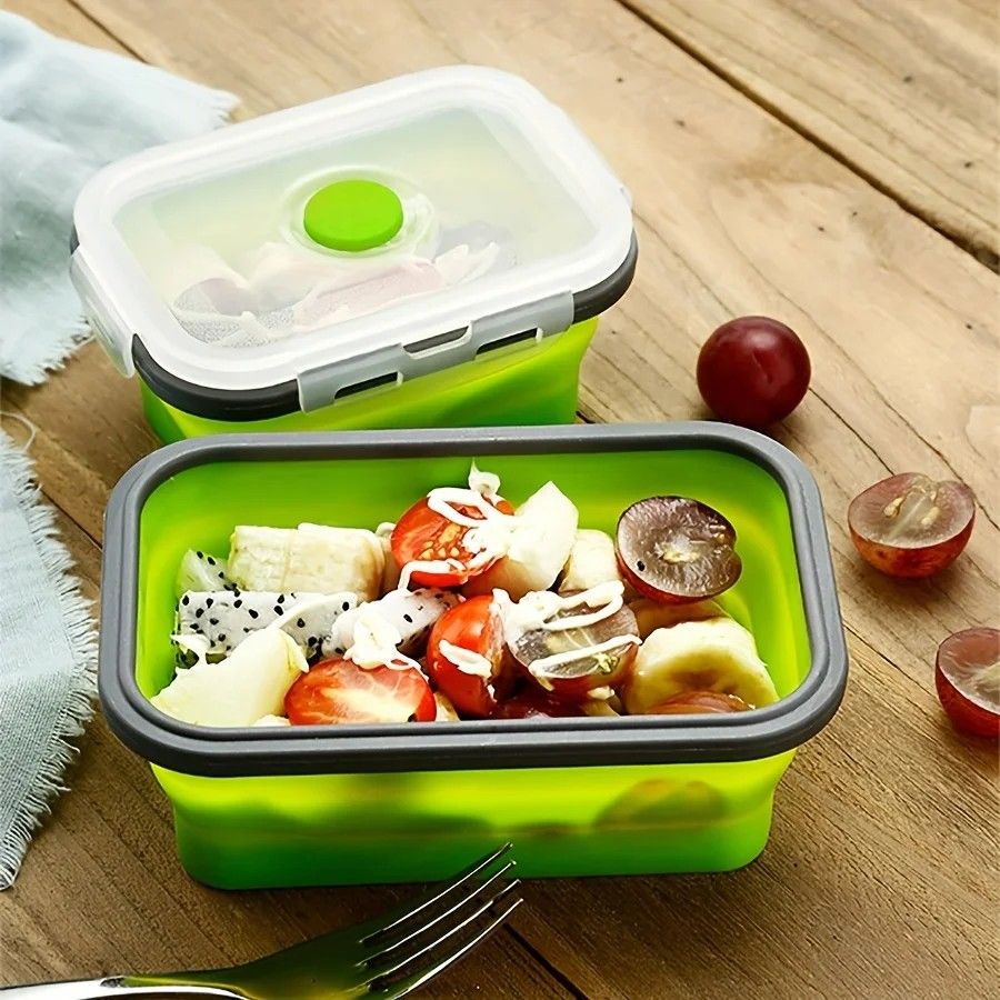 Collapsible Silicone Food Storage Containers Set  Stackable SpaceSaving Microwave  Freezer Safe Lun 1