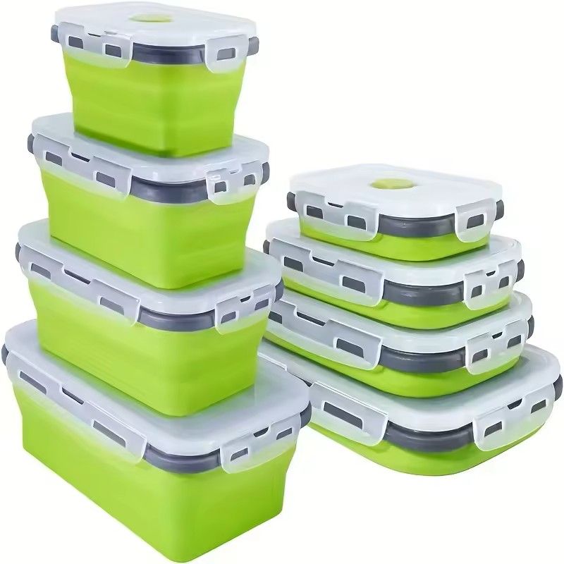 Collapsible Silicone Food Storage Containers Set – Stackable, Space-Saving, Microwave & Freezer Safe Lunch Box