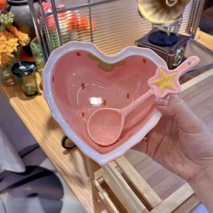Strawberry Ceramic Bowl With Spoon 3