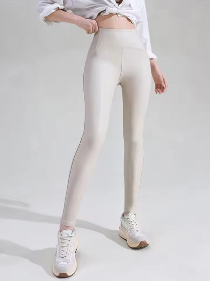Sleek Warm HighWaist Matte PU Leather Leggings 4