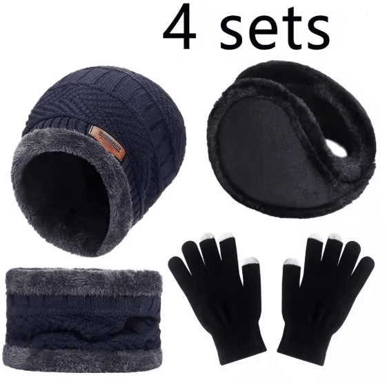 WinterGuard 4Piece Velvet Hat Scarf  Gloves Set 8