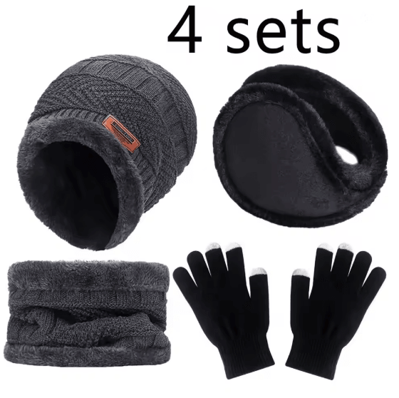 WinterGuard 4Piece Velvet Hat Scarf  Gloves Set 6