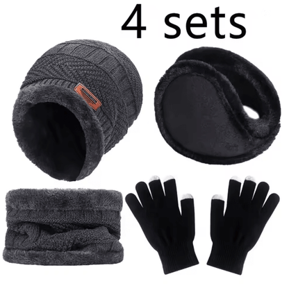 WinterGuard 4Piece Velvet Hat Scarf  Gloves Set 6