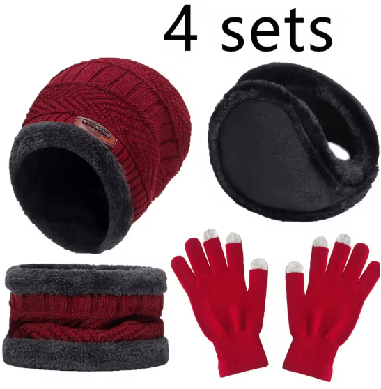 WinterGuard 4Piece Velvet Hat Scarf  Gloves Set 3