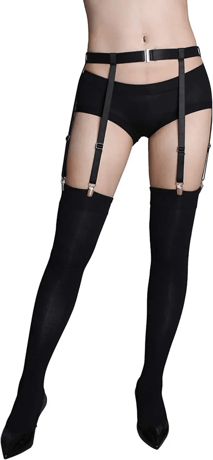 SilkGlam Adjustable Thigh High Stockings Garter Belt Set 1