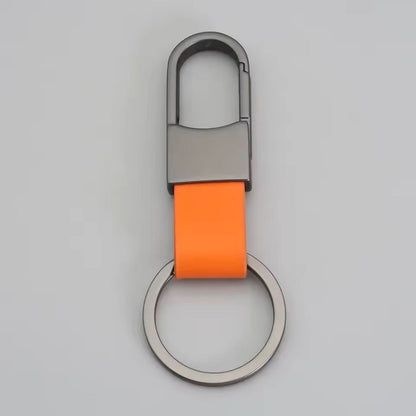 Custom Logo Leather  Metal Carabiner Keychain With Double Rings 3