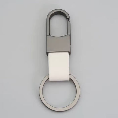Custom Logo Leather  Metal Carabiner Keychain With Double Rings 5