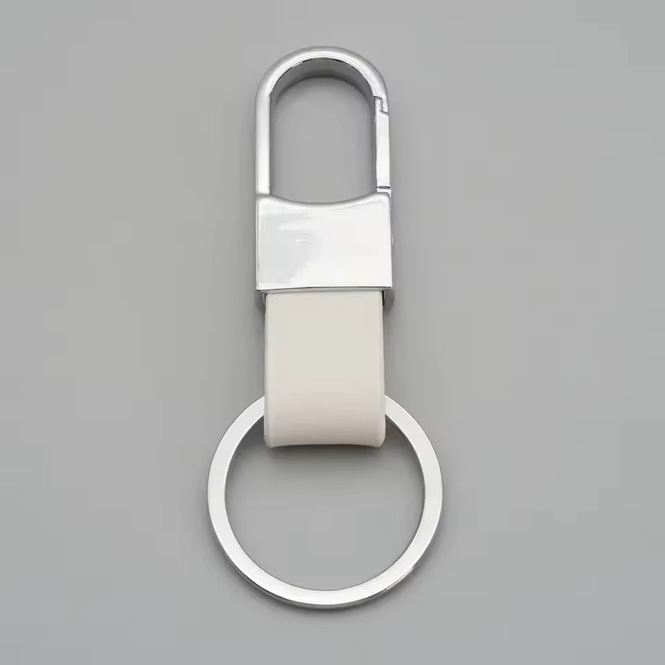Custom Logo Leather  Metal Carabiner Keychain With Double Rings 6