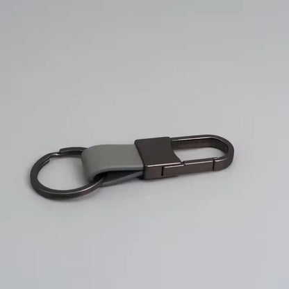Custom Logo Leather  Metal Carabiner Keychain With Double Rings 8