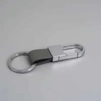 Custom Logo Leather  Metal Carabiner Keychain With Double Rings 9