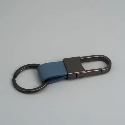 Custom Logo Leather  Metal Carabiner Keychain With Double Rings 10