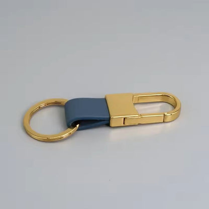 Custom Logo Leather  Metal Carabiner Keychain With Double Rings 11
