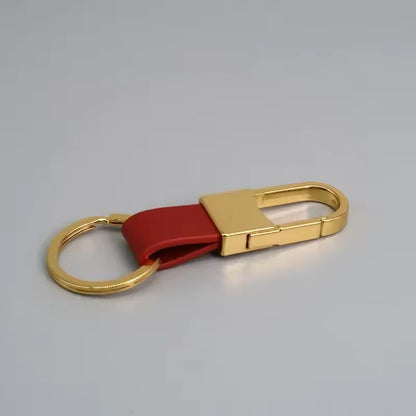Custom Logo Leather  Metal Carabiner Keychain With Double Rings 13