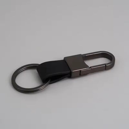 Custom Logo Leather  Metal Carabiner Keychain With Double Rings 16