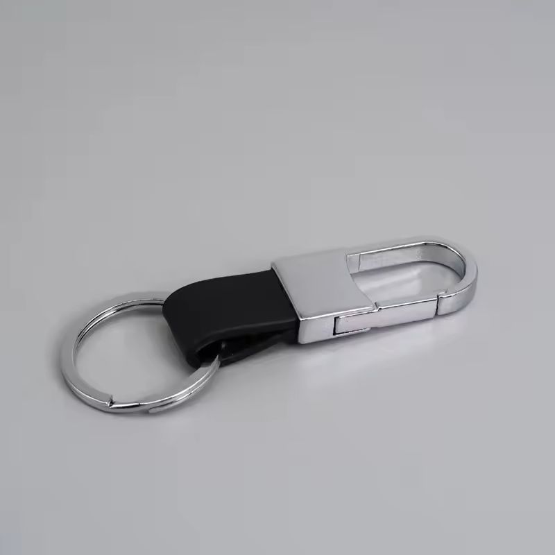 Custom Logo Leather  Metal Carabiner Keychain With Double Rings 17