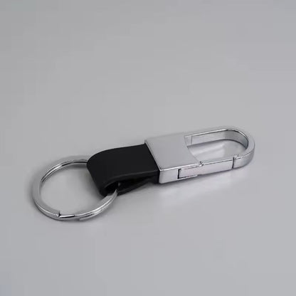 Custom Logo Leather  Metal Carabiner Keychain With Double Rings 17