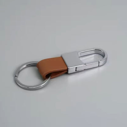 Custom Logo Leather  Metal Carabiner Keychain With Double Rings 19