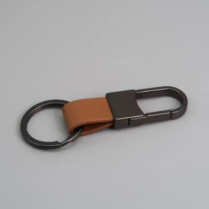 Custom Logo Leather  Metal Carabiner Keychain With Double Rings 21