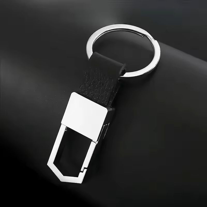Custom Logo Leather  Metal Carabiner Keychain With Double Rings 23