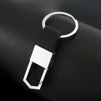 Custom Logo Leather  Metal Carabiner Keychain With Double Rings 23