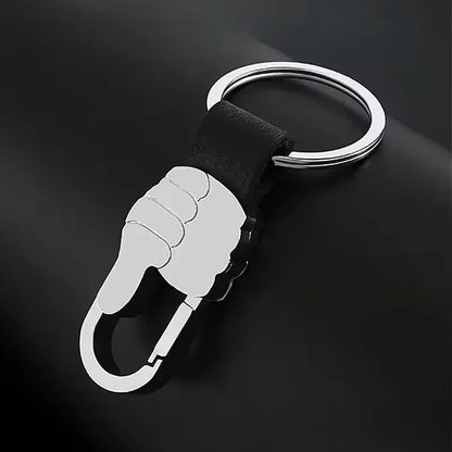 Custom Logo Leather  Metal Carabiner Keychain With Double Rings 24