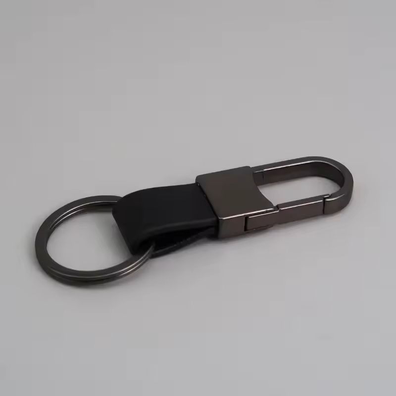 Custom Logo Leather  Metal Carabiner Keychain With Double Rings 28