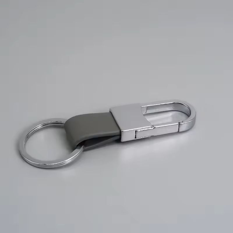 Custom Logo Leather  Metal Carabiner Keychain With Double Rings 29