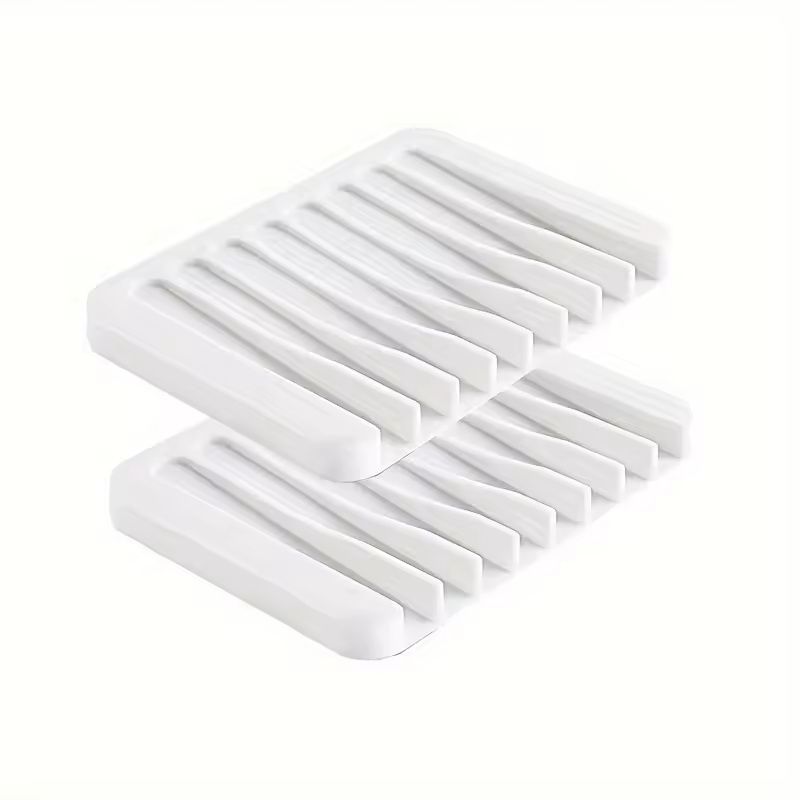 Silicone SelfDraining Soap Dish Holder For Shower Bathroom  Kitchen 5