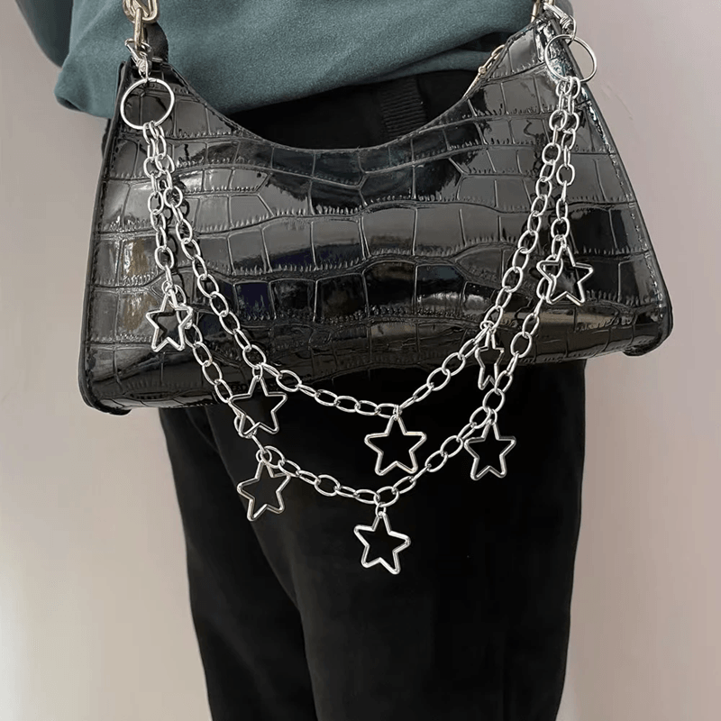 StreetEdge Metal Crescent Geometric Bag Chain For Men  Women 1