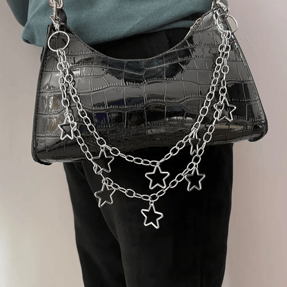 StreetEdge Metal Crescent Geometric Bag Chain For Men  Women 1