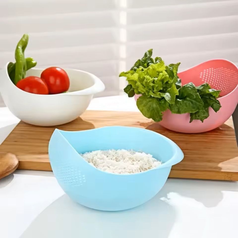 Rice Sieve  Kitchen Drain Basket With Handles  Stainless Steel Strainer Bowl 5