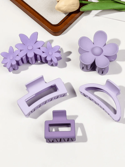 FlexiHold Mixed Shape Strong Grip Hair Claw Clips Set 4