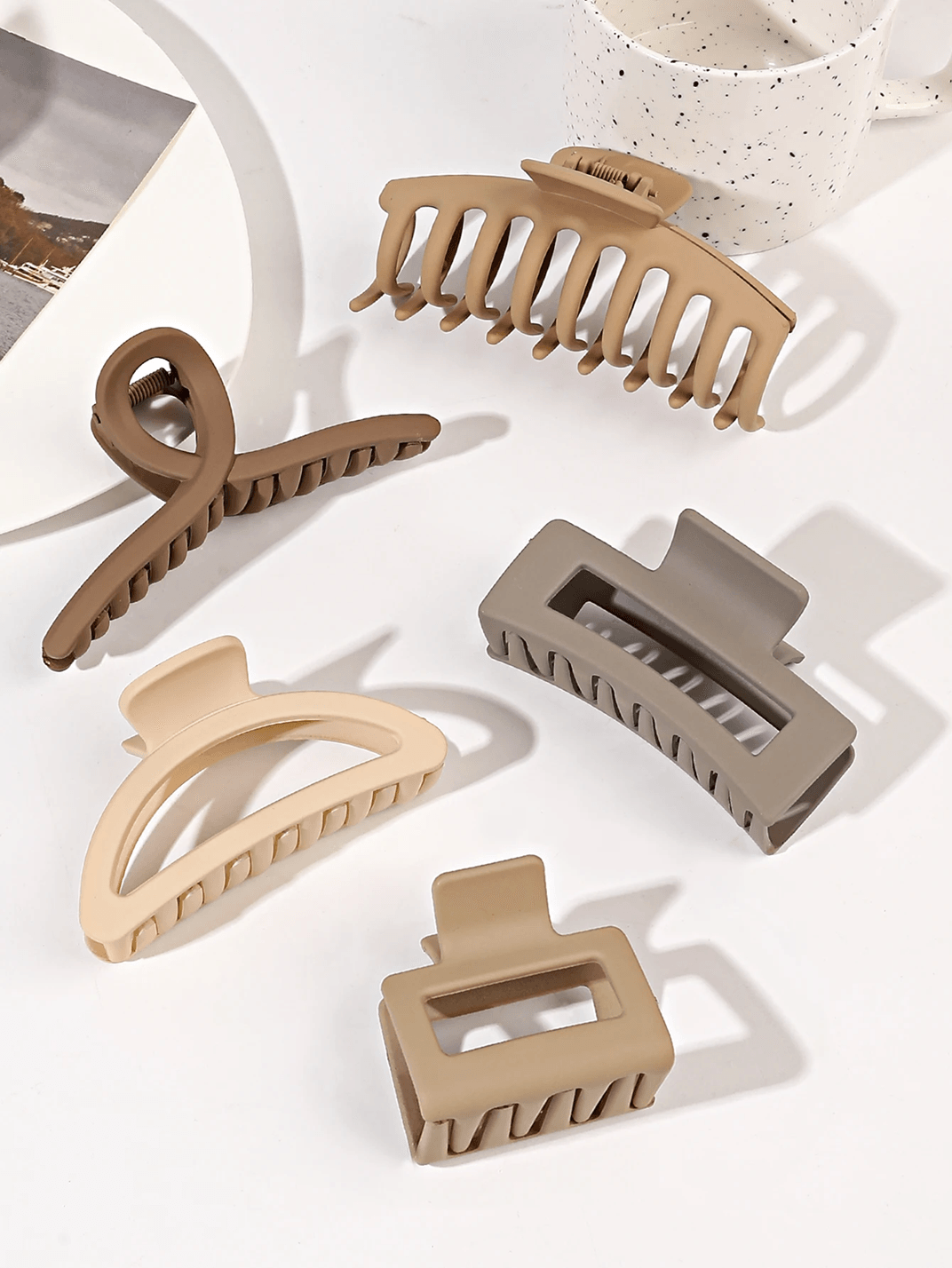FlexiHold Mixed Shape Strong Grip Hair Claw Clips Set 7