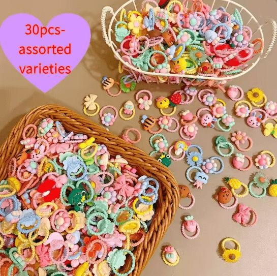 JoyBloom Girls High Elastic Decorative Hair Band Set – 30 Pieces
